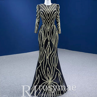 Mermaid Muslim Formal Dress Elegant Party Dress With 2 In 1 Long Sleeve - Rosymae