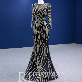 Mermaid Muslim Formal Dress Elegant Party Dress With 2 In 1 Long Sleeve - Rosymae
