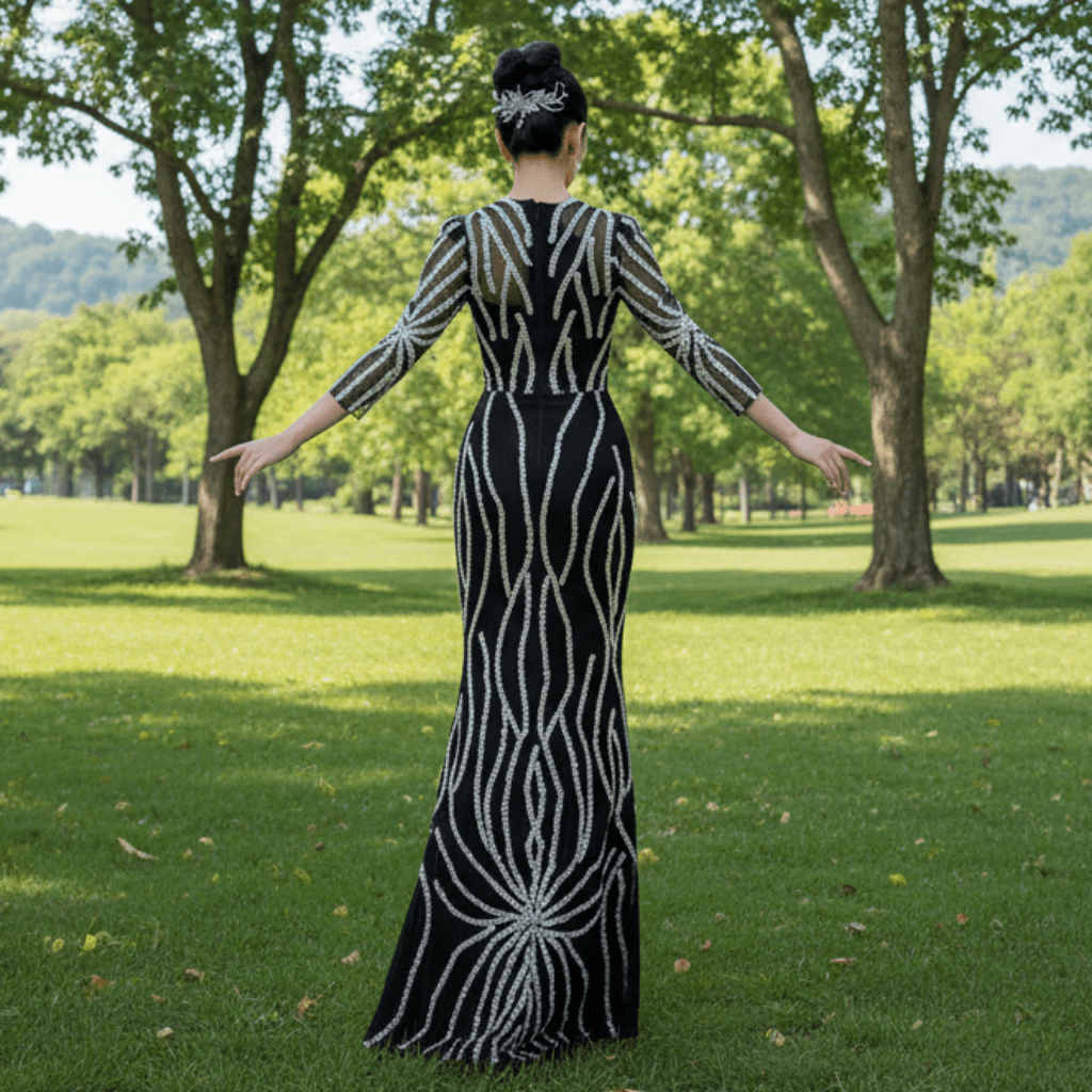 Mermaid Muslim Formal Dress Elegant Party Dress With 2 In 1 Long Sleeve - Rosymae