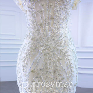 Mermaid Off the Shoulder Wedding Dress With Detachable Train - Rosymae