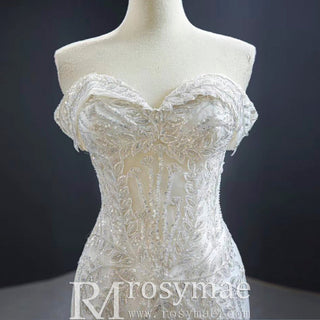 Mermaid Off the Shoulder Wedding Dress With Detachable Train - Rosymae
