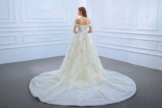 Mermaid Off the Shoulder Wedding Dress With Detachable Train - Rosymae