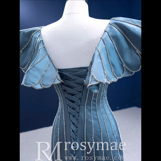 Mermaid Pageant Dress Beaded V-neck Formal Dress Prom Gown - Rosymae