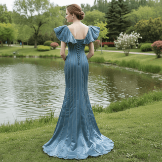 Mermaid Pageant Dress Beaded V-neck Formal Dress Prom Gown - Rosymae