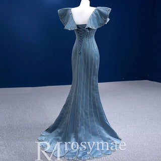 Mermaid Pageant Dress Beaded V-neck Formal Dress Prom Gown - Rosymae