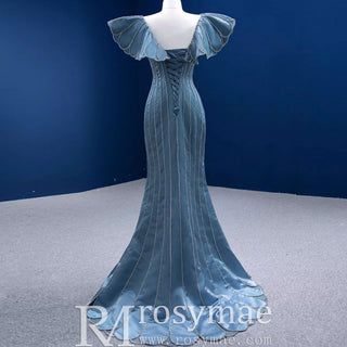 Mermaid Pageant Dress Beaded V-neck Formal Dress Prom Gown - Rosymae
