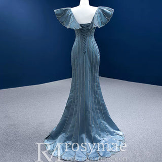 Mermaid Pageant Dress Beaded V-neck Formal Dress Prom Gown - Rosymae