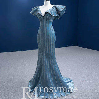 Mermaid Pageant Dress Beaded V-neck Formal Dress Prom Gown - Rosymae