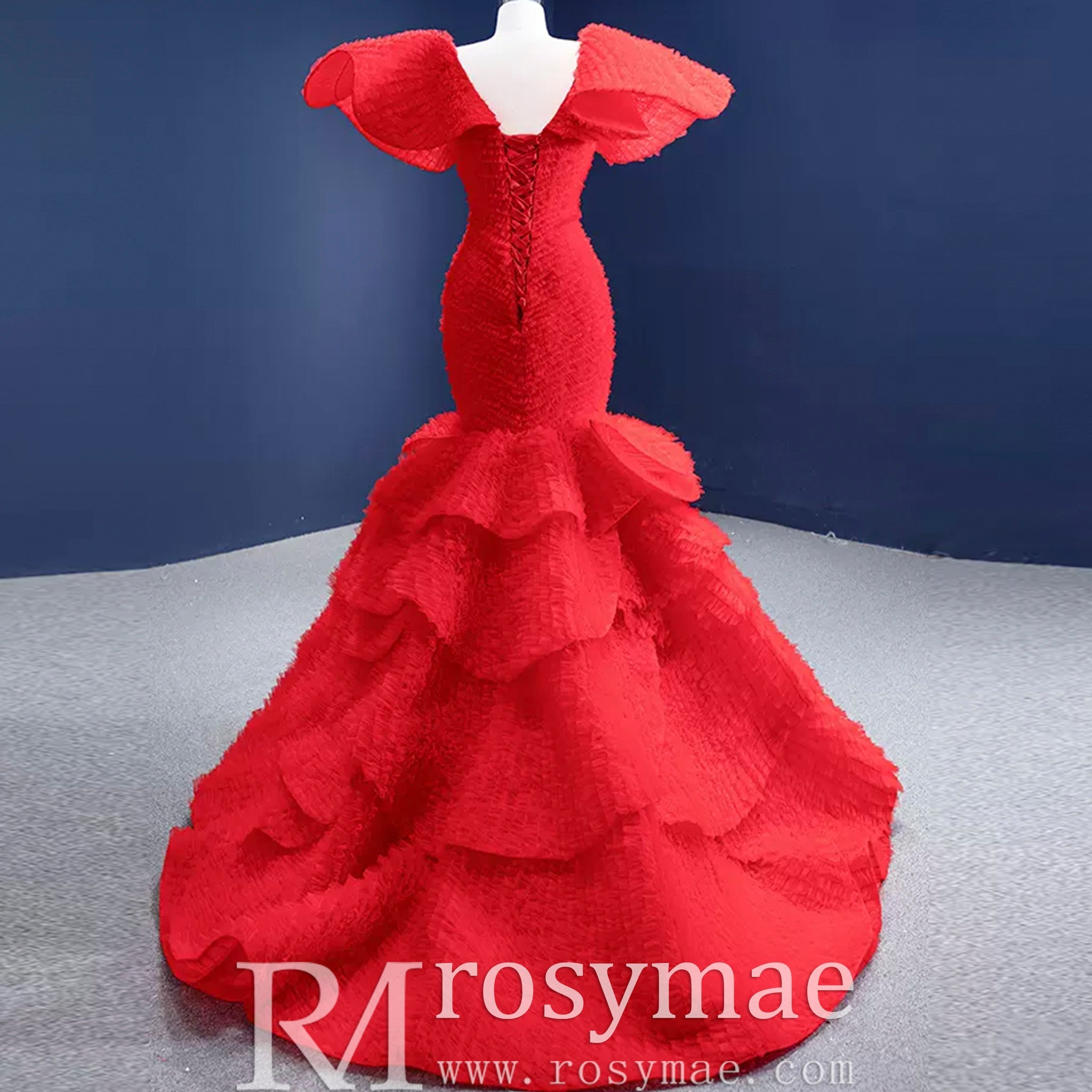 Mermaid Princess Tiers Prom Dress Luxury Custom Evening Gowns - Rosymae