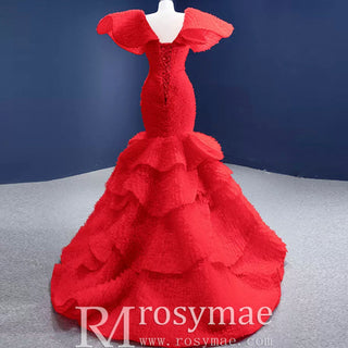 Mermaid Princess Tiers Prom Dress Luxury Custom Evening Gowns - Rosymae