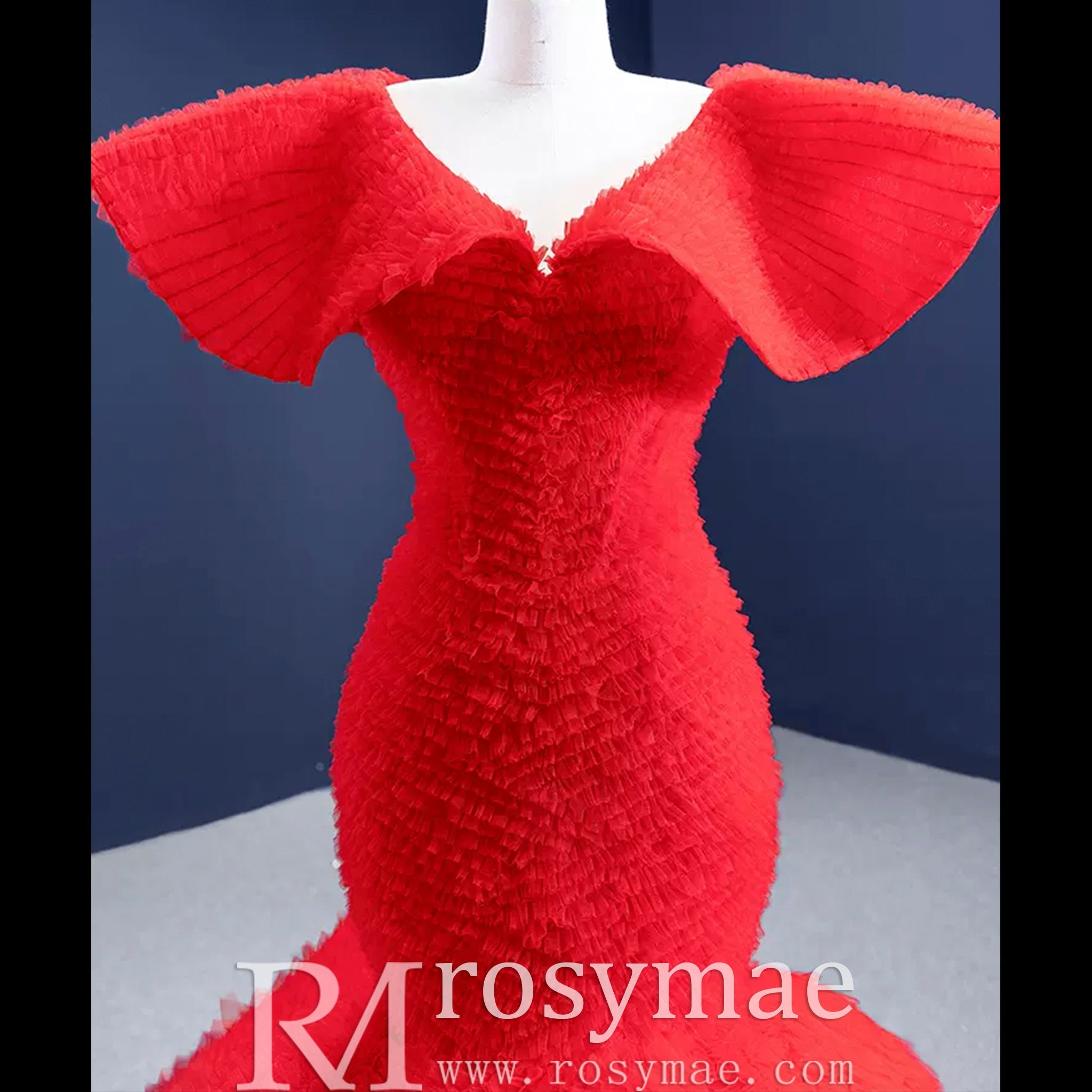 Mermaid Princess Tiers Prom Dress Luxury Custom Evening Gowns - Rosymae