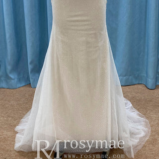 Mermaid Skirt Vneck Wedding Dress with Low Open Back for Bride - Rosymae