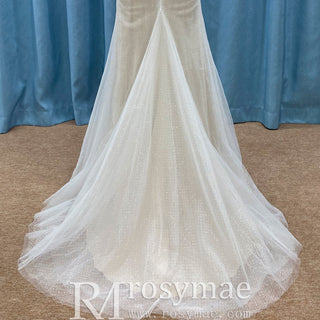 Mermaid Skirt Vneck Wedding Dress with Low Open Back for Bride - Rosymae