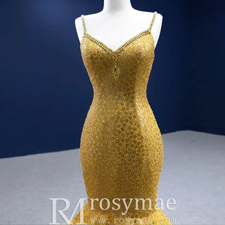 Mermaid Tulle Sequins Spaghetti Straps Prom Dress With Cape - Rosymae