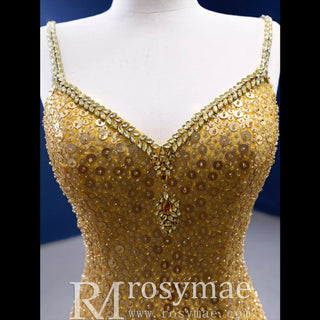 Mermaid Tulle Sequins Spaghetti Straps Prom Dress With Cape - Rosymae