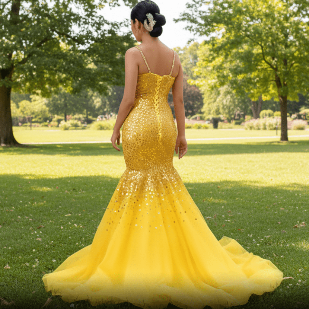 Mermaid Tulle Sequins Spaghetti Straps Prom Dress With Cape - Rosymae