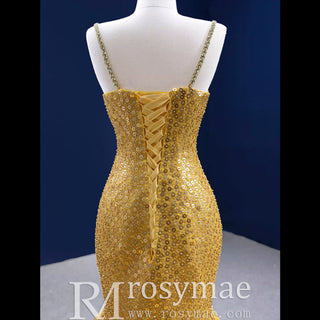 Mermaid Tulle Sequins Spaghetti Straps Prom Dress With Cape - Rosymae