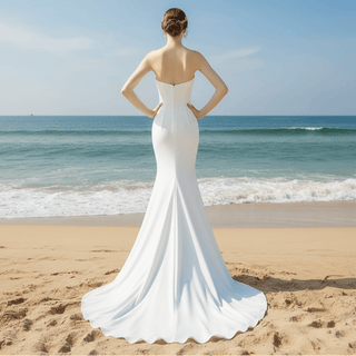 Mermaid Wedding Dress with Curve Neckline for Women - Rosymae