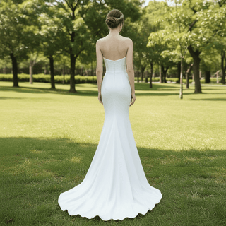 Mermaid Wedding Dress with Curve Neckline for Women - Rosymae