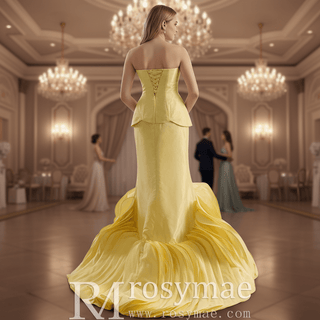 Mermaid Wedding Dress with Dramatic Fabric Rose Base and Structured Corset Bodice - Rosymae