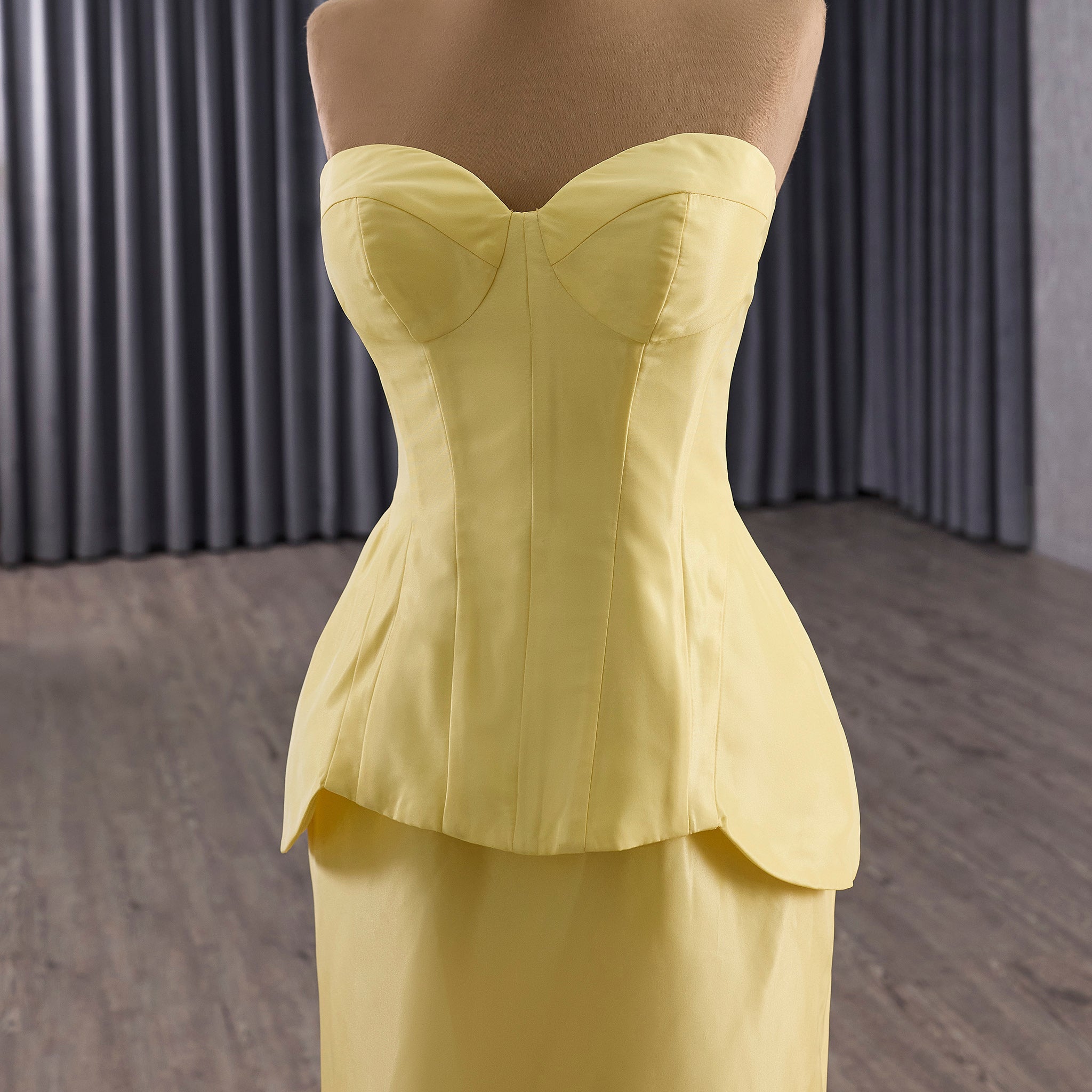 Mermaid Wedding Dress with Dramatic Fabric Rose Base and Structured Corset Bodice - Rosymae