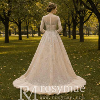 Mermaid Wedding Dress with Heavy Beading Detachable Overskirt & Boat Neckline - Rosymae