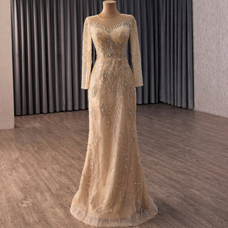 Mermaid Wedding Dress with Heavy Beading Detachable Overskirt & Boat Neckline - Rosymae