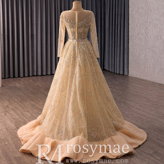Mermaid Wedding Dress with Heavy Beading Detachable Overskirt & Boat Neckline - Rosymae