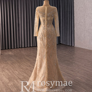 Mermaid Wedding Dress with Heavy Beading Detachable Overskirt & Boat Neckline - Rosymae