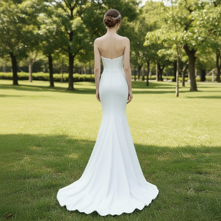 Vestido de novia sirena con escote curvo para mujer