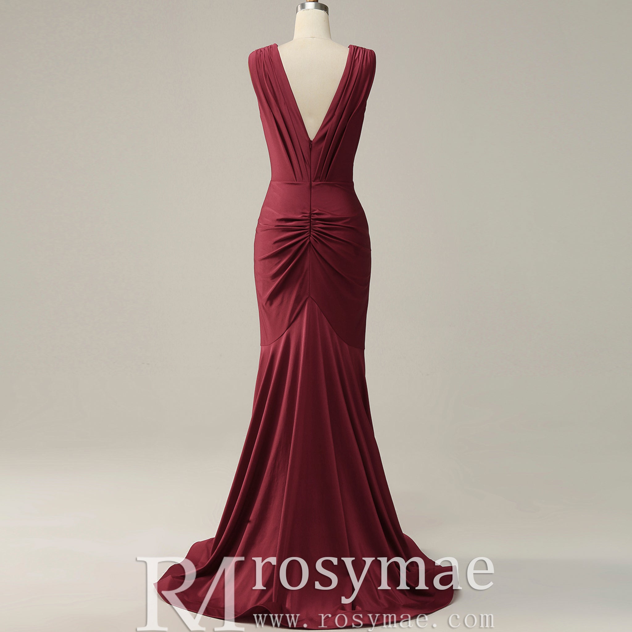 Elegant Burgundy Mermaid Deep V neck Bridesmaid Dress Rosymae Elegant Burgundy Mermaid Deep V neck Bridesmaid Dress Rosymae