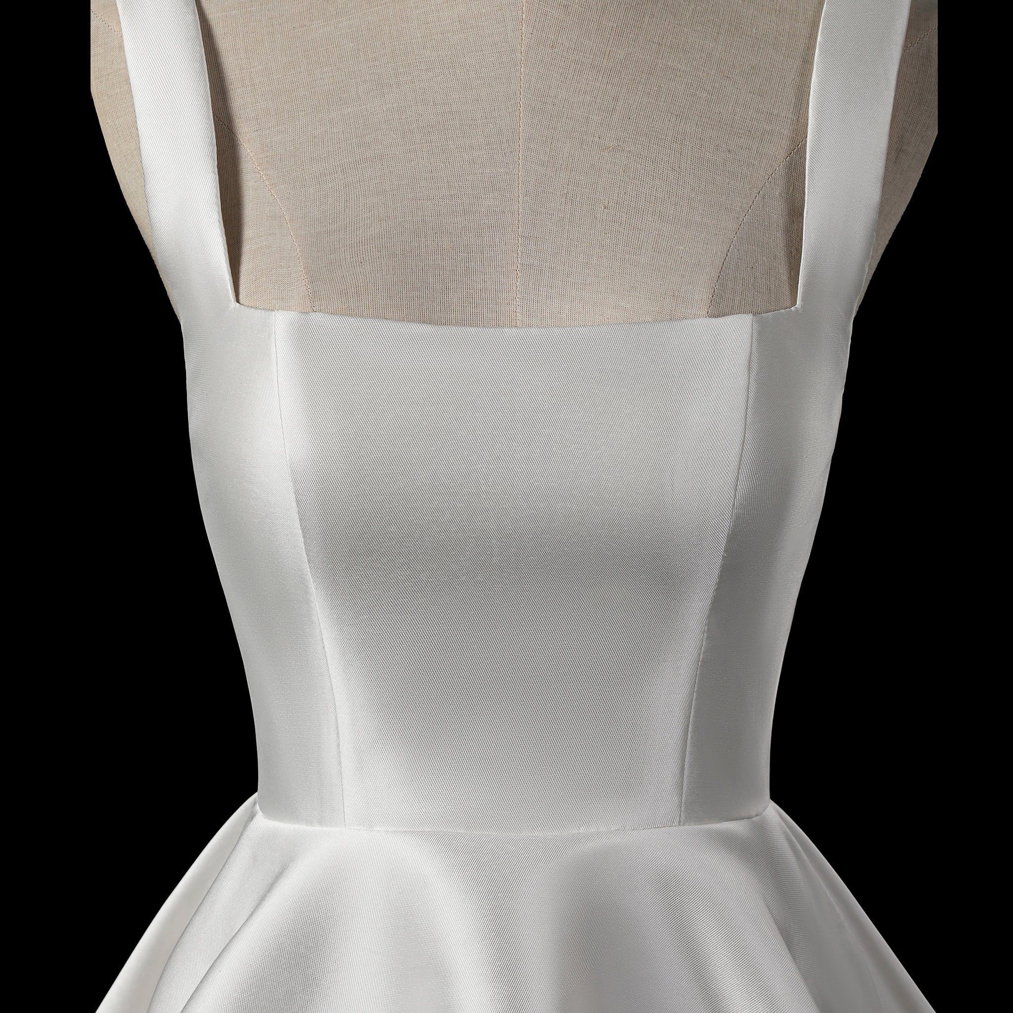 Minimalist Satin Mini Wedding Dress with Square Neckline - Rosymae