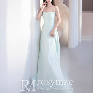 Spaghetti Straps Mint Formal Dress A-line Prom Party Gowns