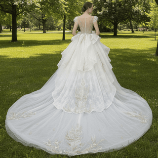 Mix Silver/Gold Sequin Bridal Wedding Dress with Ruffle Skirt - Rosymae