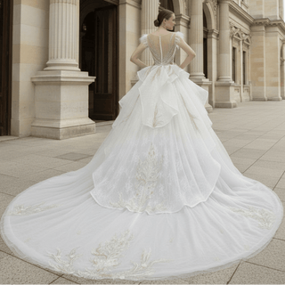 Mix Silver/Gold Sequin Bridal Wedding Dress with Ruffle Skirt - Rosymae