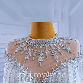 Mock Neck Long Sleeve Ball Gown Wedding Dress Luxury Bridal Gown - Rosymae