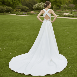 Mock & Turtle Neck Satin Mermaid Wedding Dress Bridal Gown - Rosymae