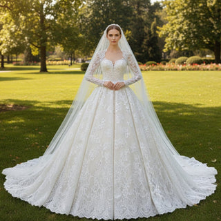Modest Sweetheart Queen Anne Neckline Wedding Dress - Rosymae