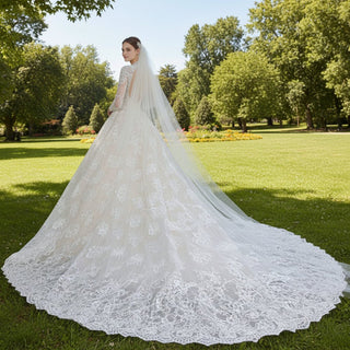 Modest Sweetheart Queen Anne Neckline Wedding Dress - Rosymae