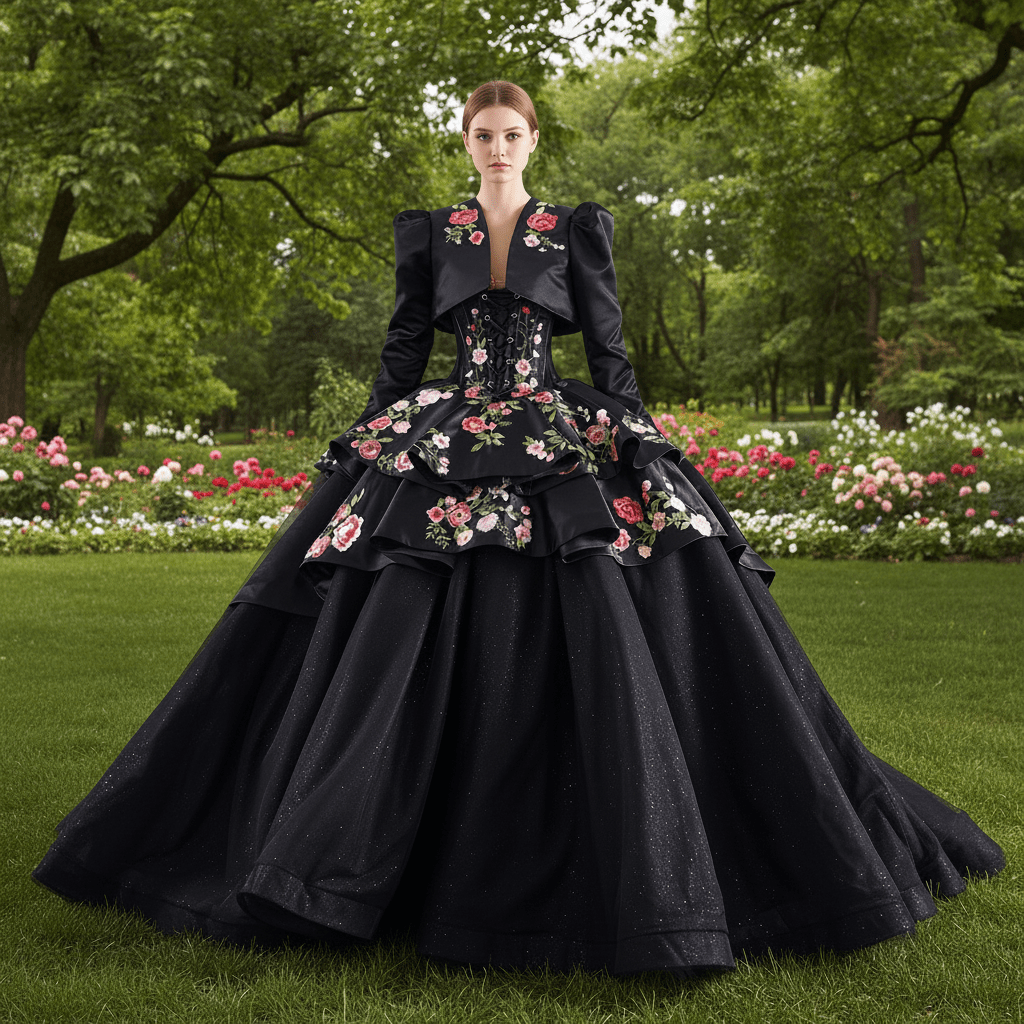 strapless black wedding dress with cape