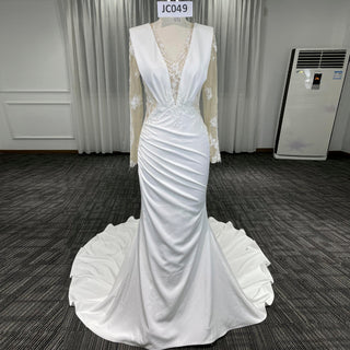 Most Beautiful Mermaid Wedding Dresses with Sheer Long Sleeve - Rosymae