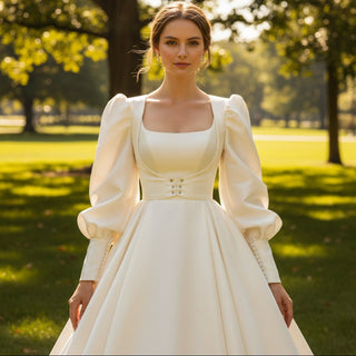 Most Stylish Lantern Sleeve Wedding Gowns Bridal Dresses - Rosymae