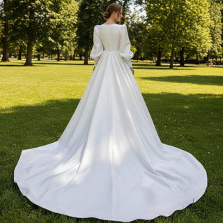 Most Stylish Lantern Sleeve Wedding Gowns Bridal Dresses - Rosymae