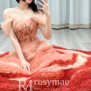 Strapless Gradient Prom Dress Party Evening Gown