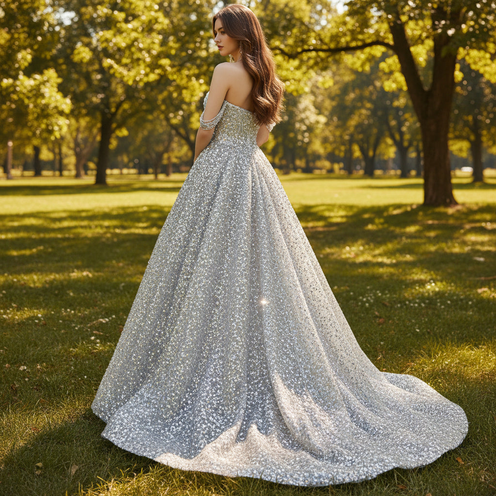 Multi Silver Sparky Sequins Off Shoulder Formal Evening Prom Dress Rosymae Multi Silver Sparky Sequins Off Shoulder Formal Evening Prom Dress Rosymae