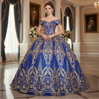 Multicolor Sparky Sequins Off The Shoulder Ball Gown Quinceanera Dresses