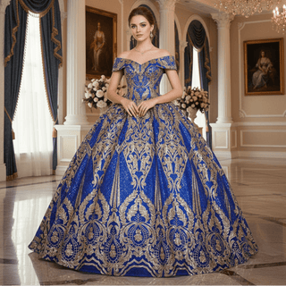 Multicolor Sparky Sequins Off The Shoulder Ball Gown Quinceanera Dresses - Rosymae
