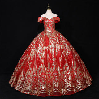 Multicolor Sparky Sequins Off The Shoulder Ball Gown Quinceanera Dresses - Rosymae