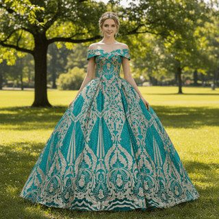 Multicolor Sparky Sequins Off The Shoulder Ball Gown Quinceanera Dresses - Rosymae