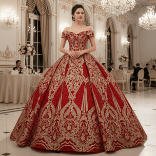 Multicolor Sparky Sequins Off The Shoulder Ball Gown Quinceanera Dresses - Rosymae